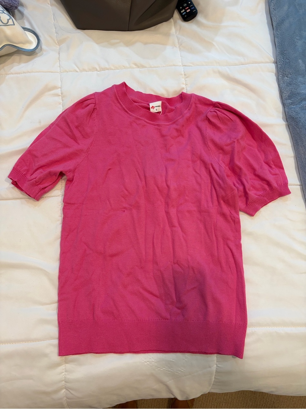 Bright Pink Short Sleeve Sweater